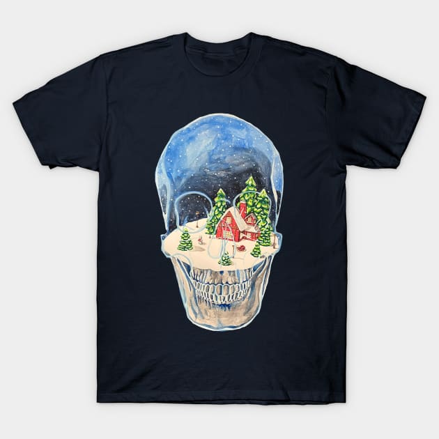 Skull Snow Globe T-Shirt by RaLiz